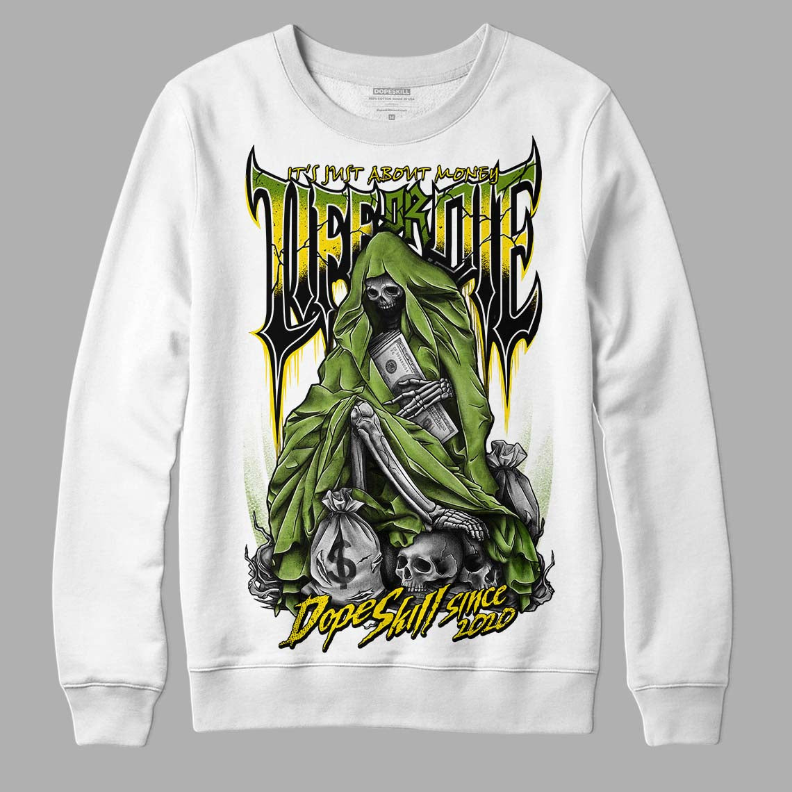 Dunk Low 'Chlorophyll' DopeSkill Sweatshirt Life or Die Graphic Streetwear - White