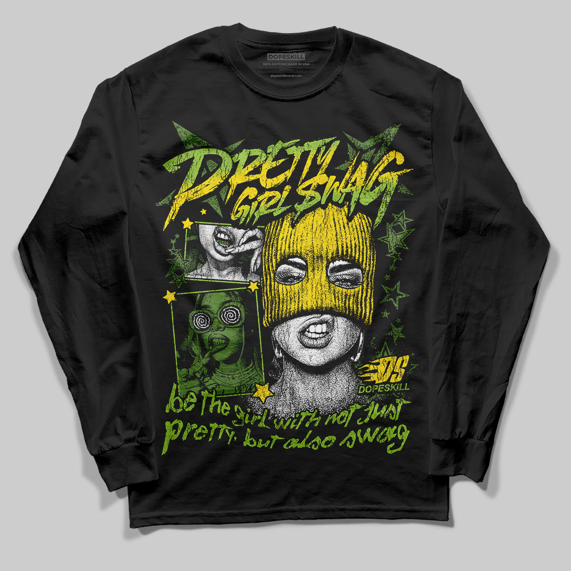 Dunk Low& 'Chlorophyll' DopeSkill Long Sleeve T-Shirt Pretty Girl Swag Graphic Streetwear - Black