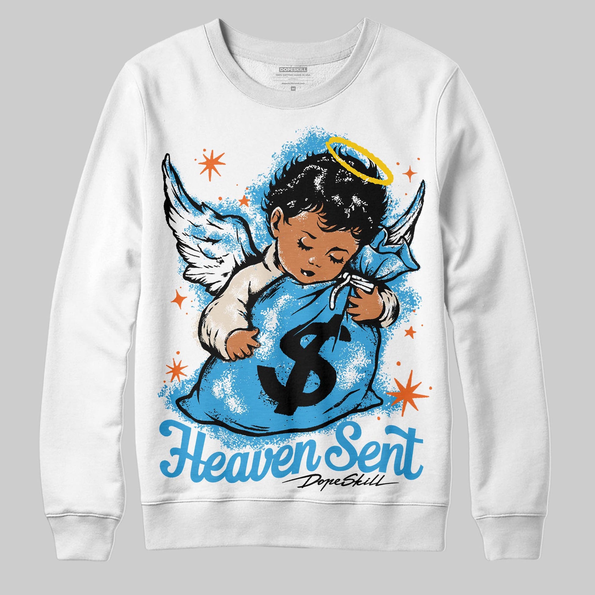 Jordan 1 High OG “UNC” Reimagined DopeSkill Sweatshirt Heaven Sent Graphic Streetwear - White