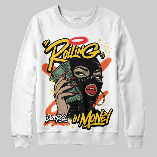 Yellow Sneakers DopeSkill Sweatshirt Rolling in Money Graphic Streetwear - White 