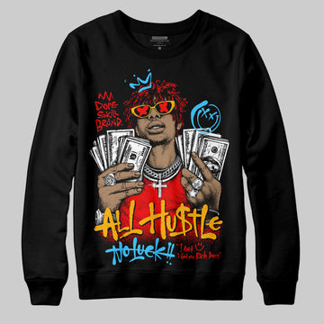 Red Sneakers DopeSkill Sweatshirt All Hustle No Luck Graphic Streetwear - black