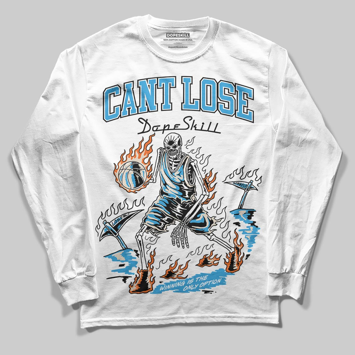 Jordan 1 High OG “UNC” Reimagined DopeSkill Long Sleeve T-Shirt Cant Lose Graphic Streetwear - White