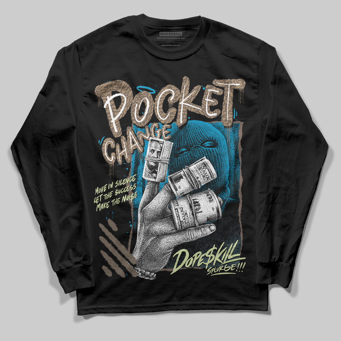 Jordan 3 GS “We Outside” DopeSkill Long Sleeve T-Shirt Pocket Change Graphic Streetwear - black