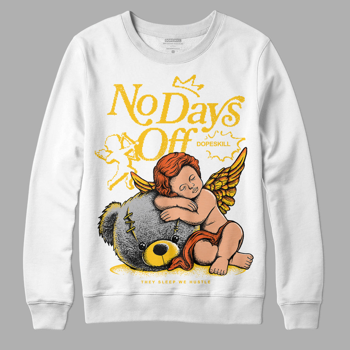 Yellow Sneakers DopeSkill Sweatshirt New No Days Off Graphic Streetwear - White