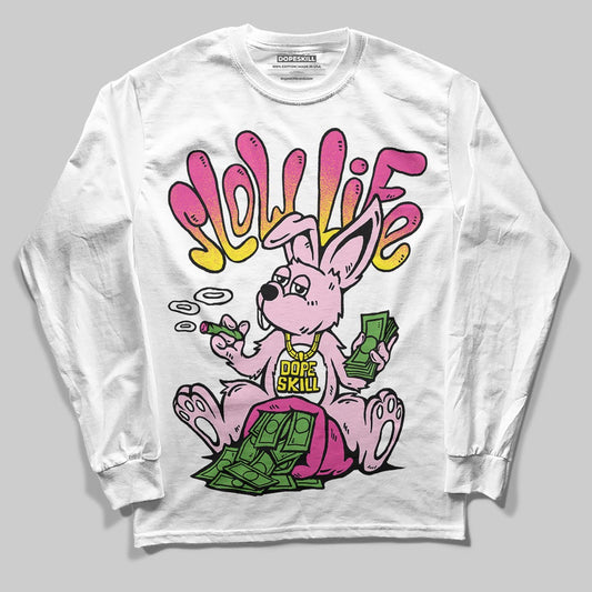 Pink Sneakers DopeSkill Long Sleeve T-Shirt Slow Life Graphic Streetwear  - White