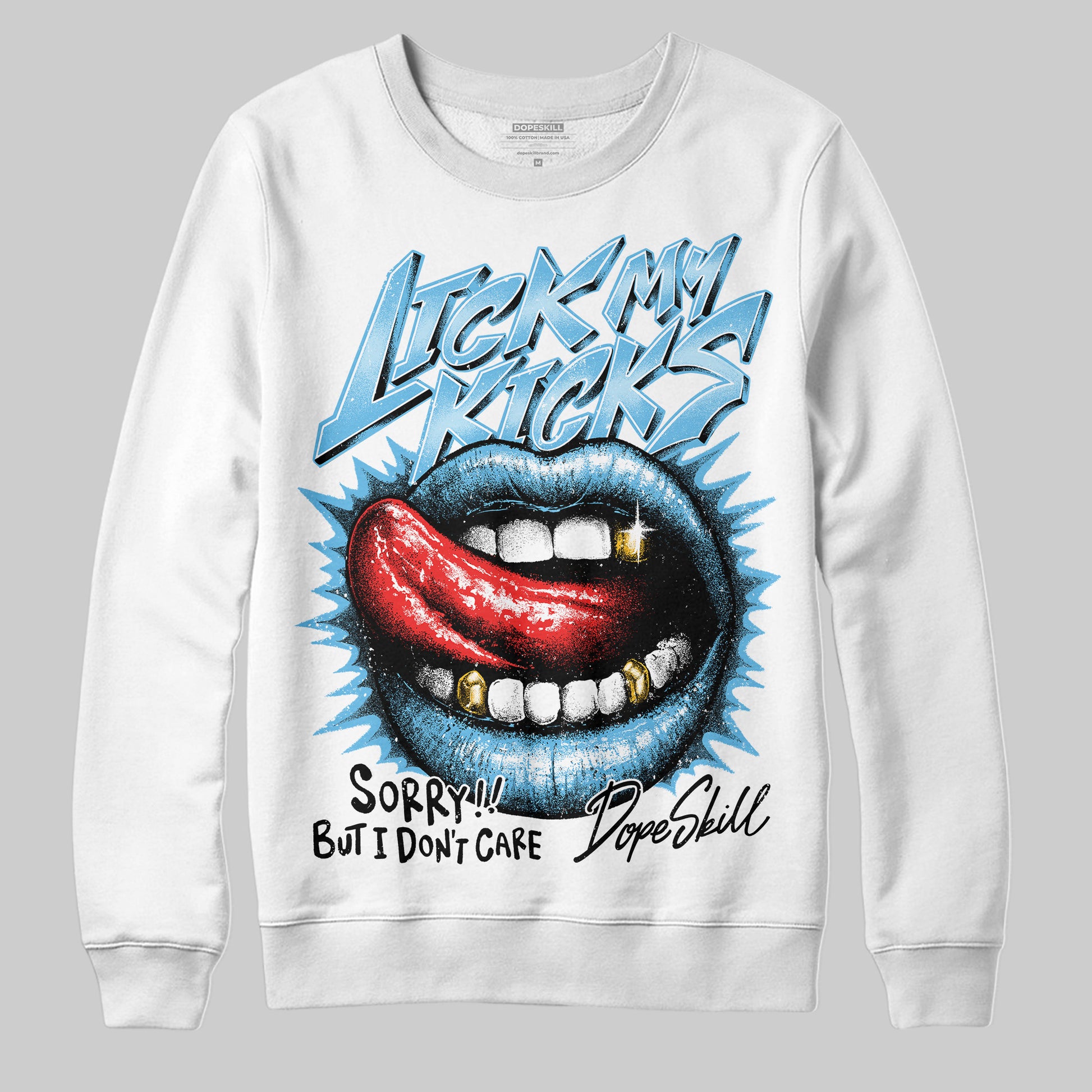 Jordan 11 Retro Legend Blue DopeSkill Sweatshirt Lick My Kicks Graphic Streetwear - White