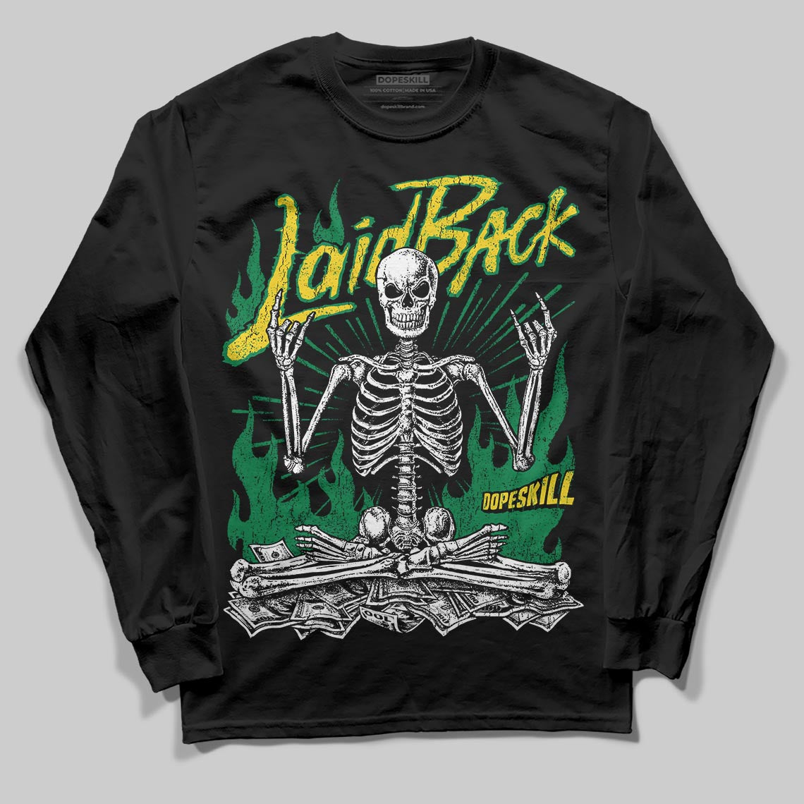 Green Sneakers DopeSkill Long Sleeve T-Shirt Laid Back Graphic Streetwear - Black