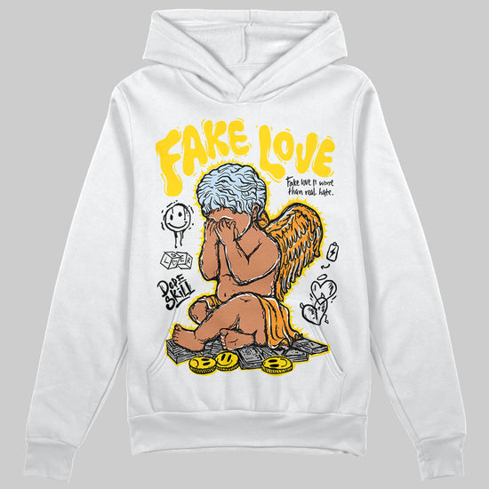 Jordan 6 “Yellow Ochre” DopeSkill Hoodie Sweatshirt New Fake Love Graphic Streetwear - White