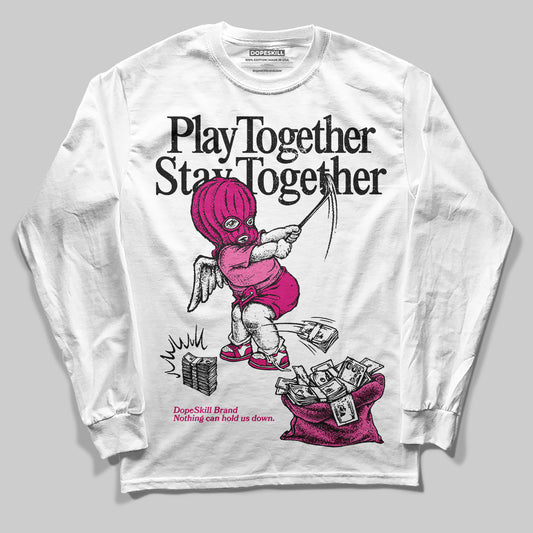 Rick Owens Pink Leather Low Sneakers DopeSkill Long Sleeve T-Shirt Play together, Stay together Graphic Streetwear - White