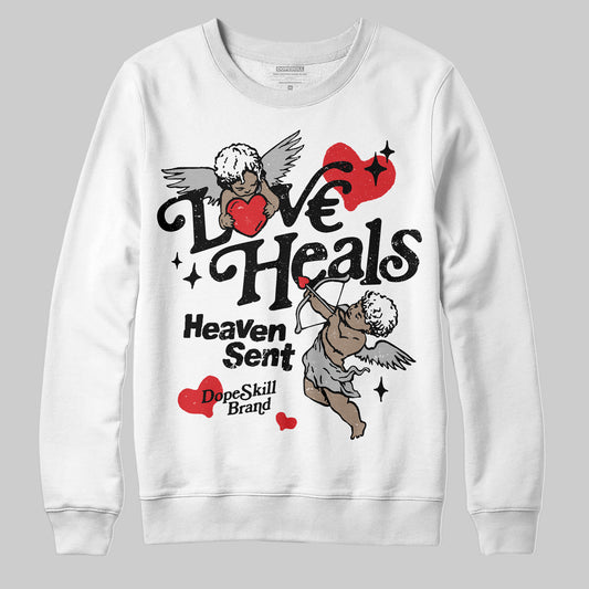 Black and White Sneakers DopeSkill Sweatshirt New Love Heals Graphic Streetwear - White