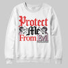 Awake NY x Air Jordan 5 Arctic Pink DopeSkill Sweatshirt Protect Me From Evil Graphic Streetwear - White