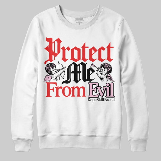 Awake NY x Air Jordan 5 Arctic Pink DopeSkill Sweatshirt Protect Me From Evil Graphic Streetwear - White