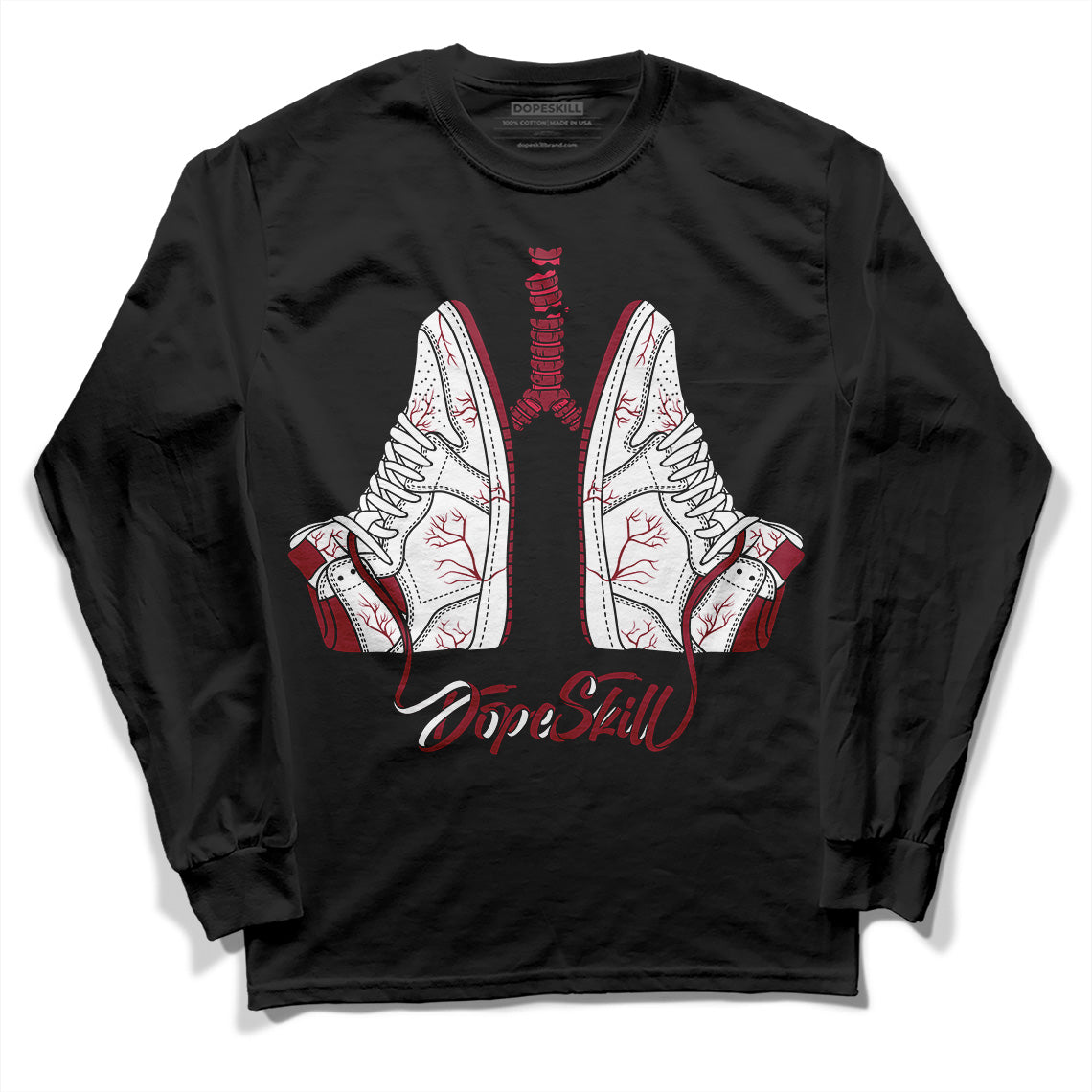 Jordan 1 Retro High '85 OG Metallic Burgundy DopeSkill Long Sleeve T-Shirt Breathe Graphic Streetwear - Black