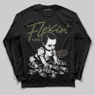Jordan 3 “Medium Olive” aka “Family Affair” DopeSkill Long Sleeve T-Shirt Flexin' Graphic Streetwear - Black