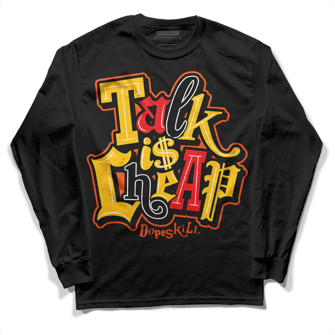 Yellow Sneakers DopeSkill Long Sleeve T-Shirt Talk Is Chip Graphic Streetwear - Black