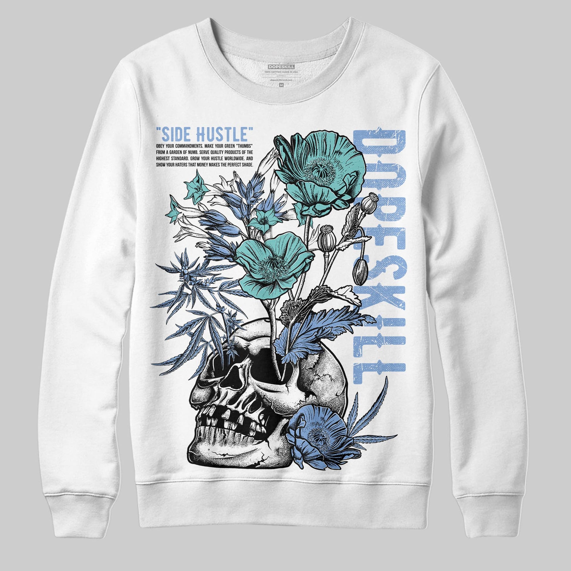 Jordan 4 WMNS 'Forget Me Not' DopeSkill Sweatshirt Side Hustle Graphic Streetwear - White