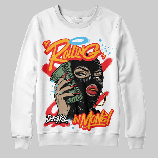 Red Sneakers DopeSkill Sweatshirt Rolling in Money Graphic Streetwear  White 