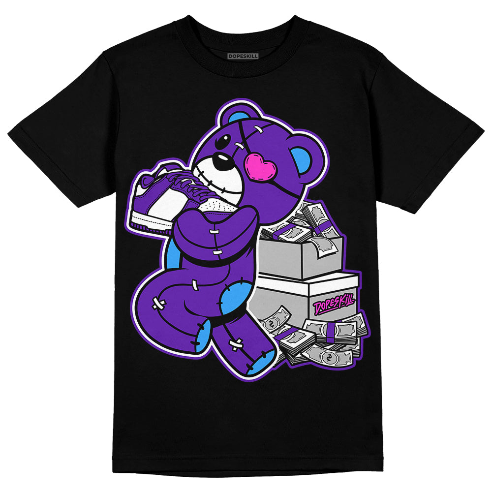 Dunk Low Championship Court Purple DopeSkill T-Shirt Bear Steals Sneaker Graphic Streetwear - Black