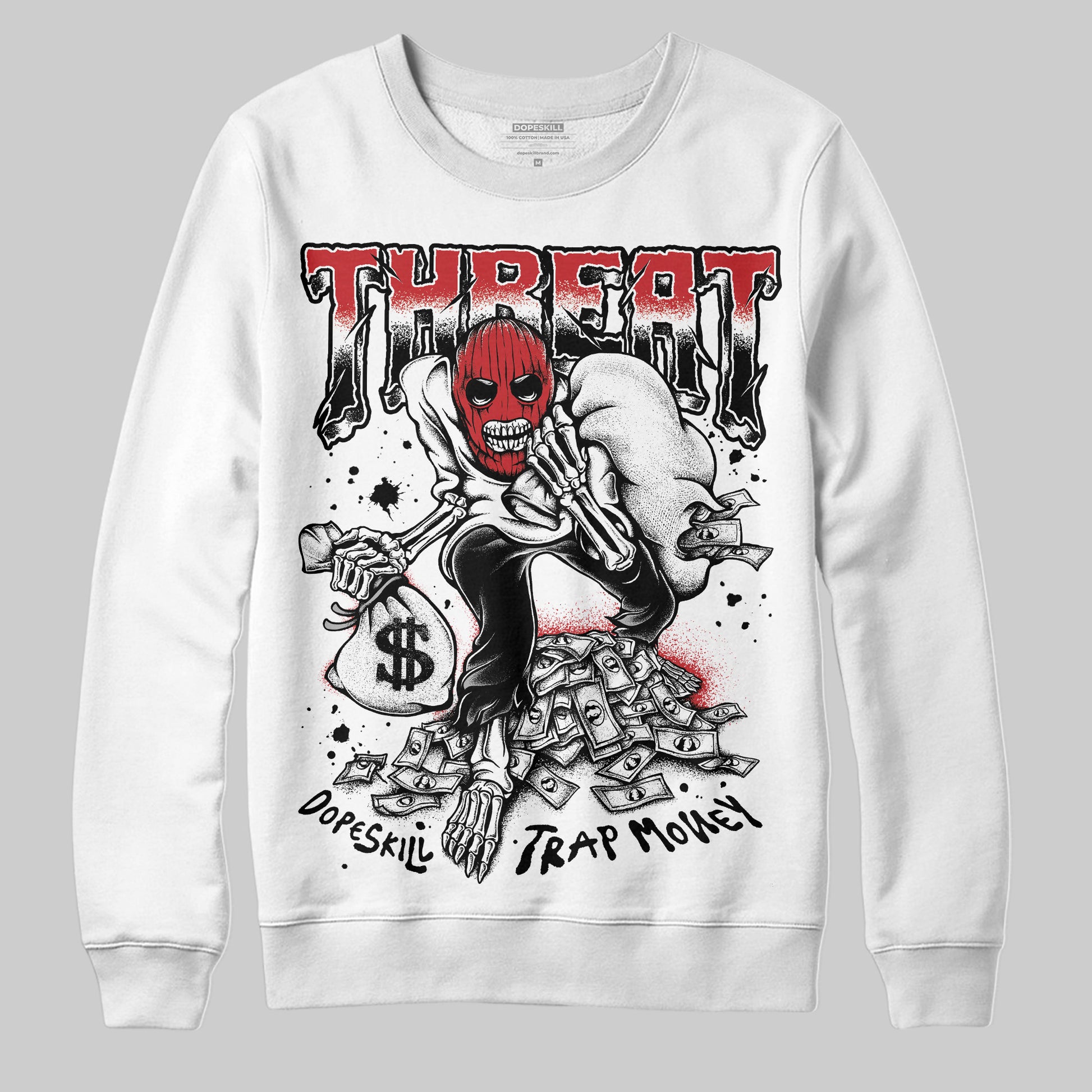 Jordan 11 “Bred Velvet” DopeSkill Sweatshirt Threat Graphic Streetwear - WHite