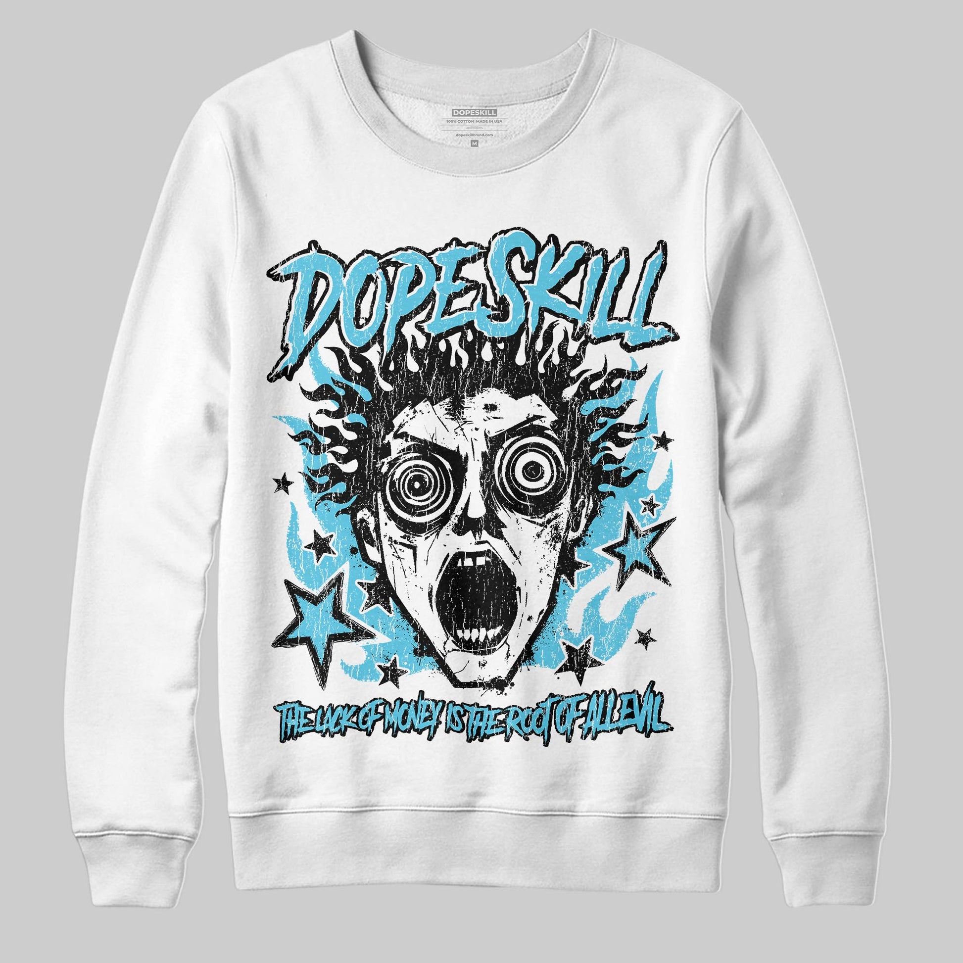 Jordan 11 Retro Gamma Blue (2025) DopeSkill Sweatshirt Root of Evil Graphic Streetwear - White