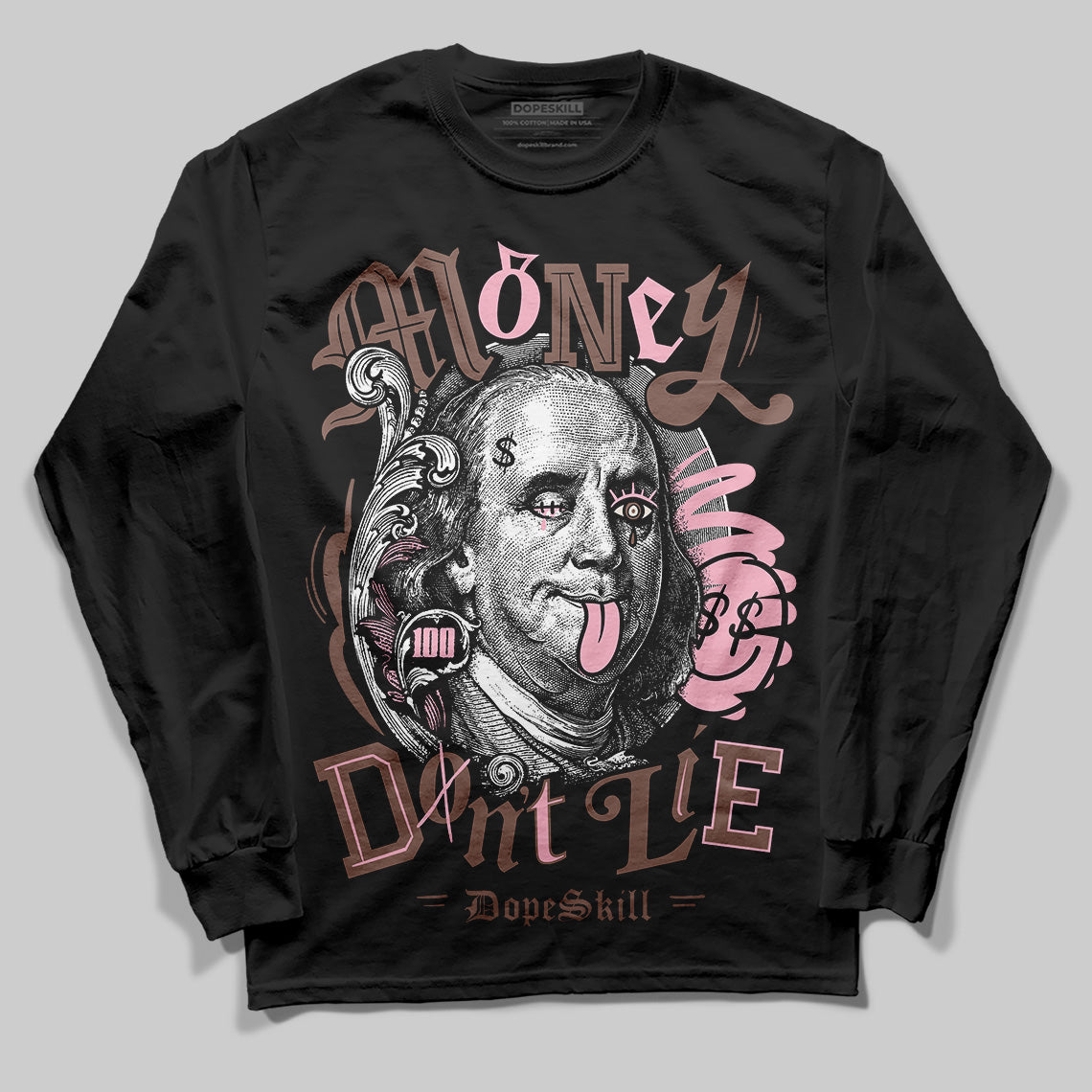 Adidas Campus 00s Dust Cargo Clear ‘Pink’ DopeSkill Long Sleeve T-Shirt Money Don't Lie Graphic Streetwear - Black