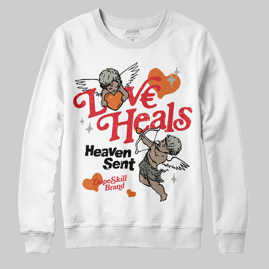 Jordan 3 Retro Fire Red DopeSkill Sweatshirt New Love Heals Graphic Streetwear - White 