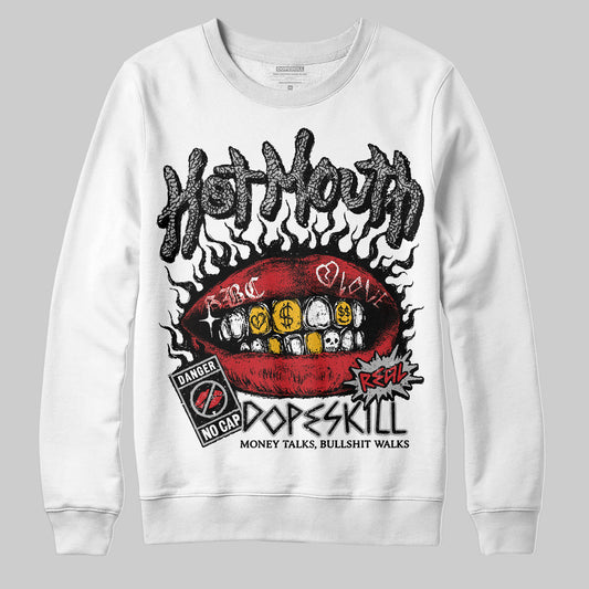 Jordan 3 OG “Black Cement” DopeSkill Sweatshirt Hot Mouth Graphic Streetwear - White