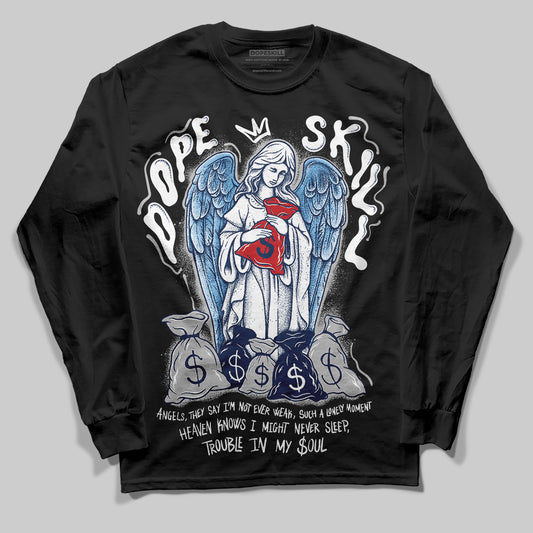 Jordan 4 SB “Summit White/Navy” DopeSkill Long Sleeve T-Shirt Angels Graphic Streetwear - Black