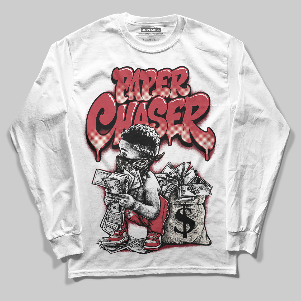 Jordan 4 “Sierra Red" DopeSkill Long Sleeve T-Shirt Paper Chaser Boy Graphic Streetwear - White