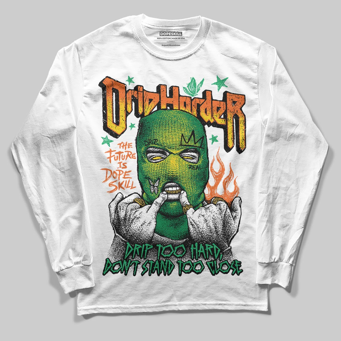 Green Sneakers DopeSkill Long Sleeve T-Shirt Drip Harder Graphic Streetwear - White 