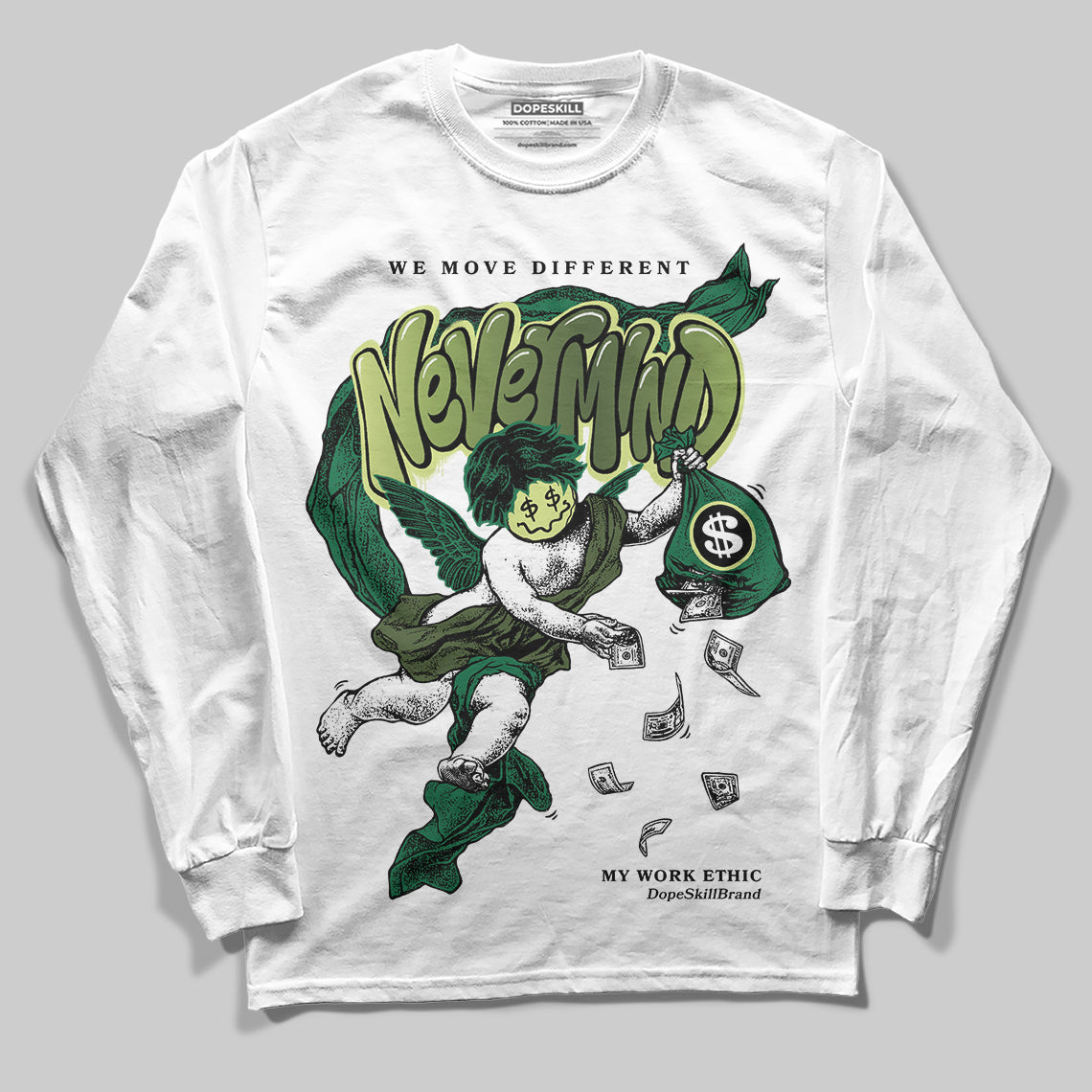Foamposite Pro 'Pine Green' DopeSkill Long Sleeve T-Shirt Nevermind Graphic Streetwear - White