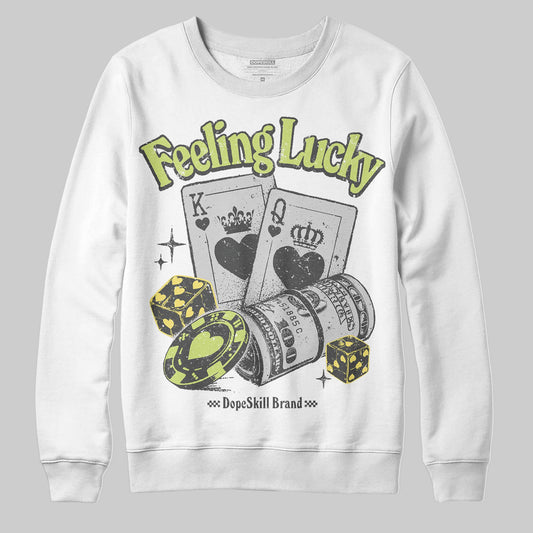 Jordan 4 GS “Light Lemon Twist” DopeSkill Sweatshirt Feeling Lucky Graphic Streetwear - White 