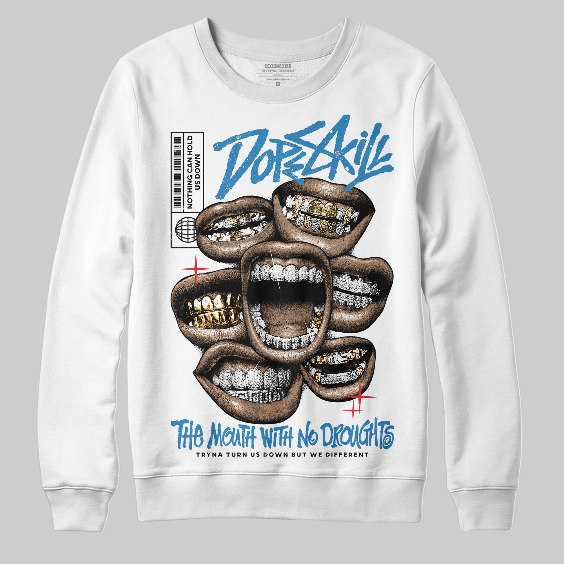 Jordan 3 Retro OG Rare Air DopeSkill Sweatshirt The Mouth With No Droughts Graphic Streetwear - White