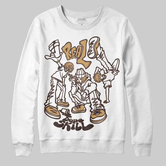 Jordan 5 “Earth/Metallic Gold” DopeSkill Sweatshirt Real Y2K Players Graphic Streetwear - White