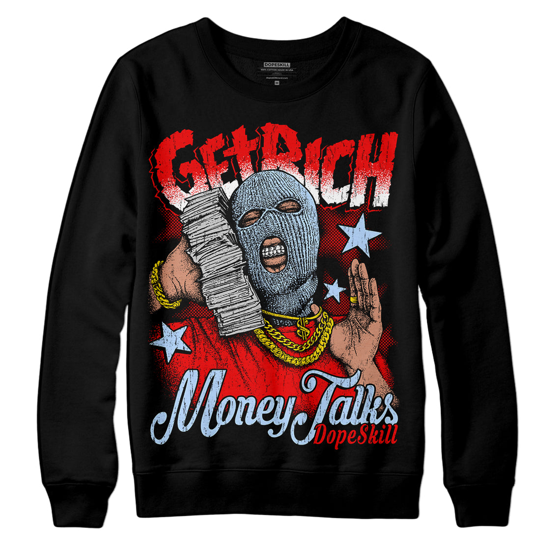 Jordan 11 Retro Cherry DopeSkill Sweatshirt Get Rich Graphic Streetwear - Black