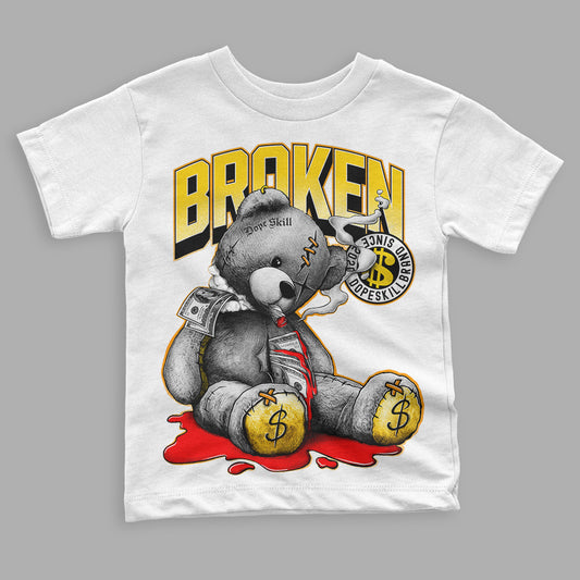 Jordan 6 “Yellow Ochre” DopeSkill Toddler Kids T-shirt Sick Bear Graphic Streetwear - White