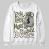 Jordan 3 “Medium Olive” aka “Family Affair” DopeSkill Sweatshirt Real Ones Move In Silence Graphic Streetwear - White