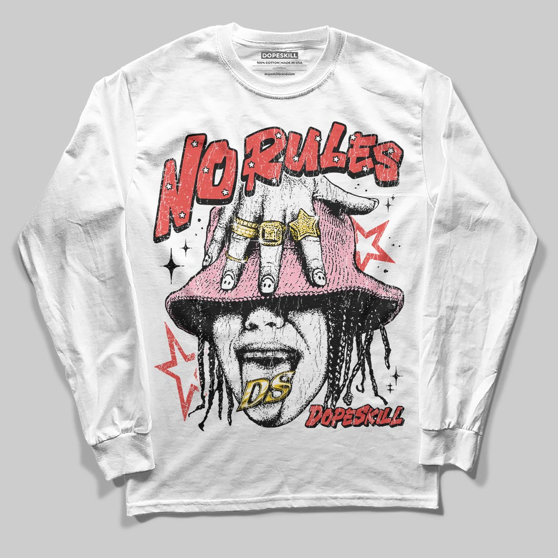 Red Sneakers DopeSkill Long Sleeve T-Shirt No Rules Graphic Streetwear - White 