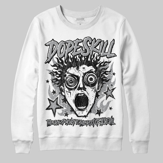 Jordan 5 Retro Wolf Grey (2026) DopeSkill Sweatshirt Root of Evil Graphic Streetwear - White