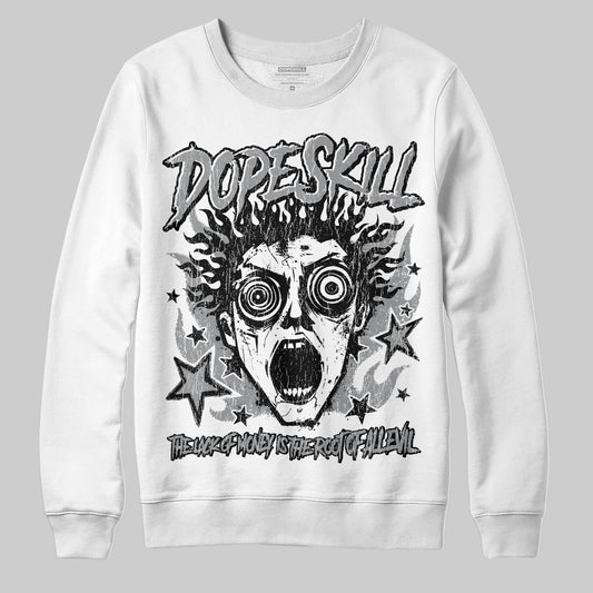 Jordan 5 Retro Wolf Grey (2026) DopeSkill Sweatshirt Root of Evil Graphic Streetwear - White