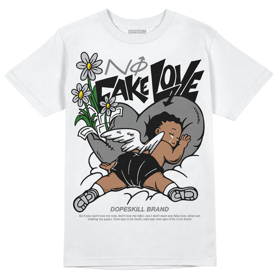 Grey Sneakers DopeSkill T-Shirt No Fake Love Graphic Streetwear - White