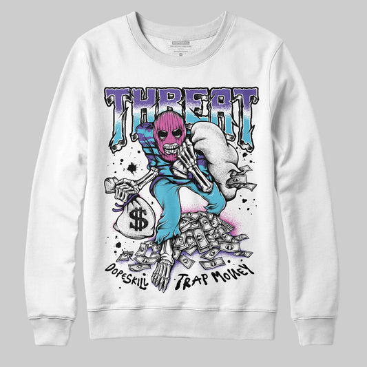 Jordan 8 Retro 'Aqua' 2025 DopeSkill Sweatshirt Threat Graphic Streetwear - White