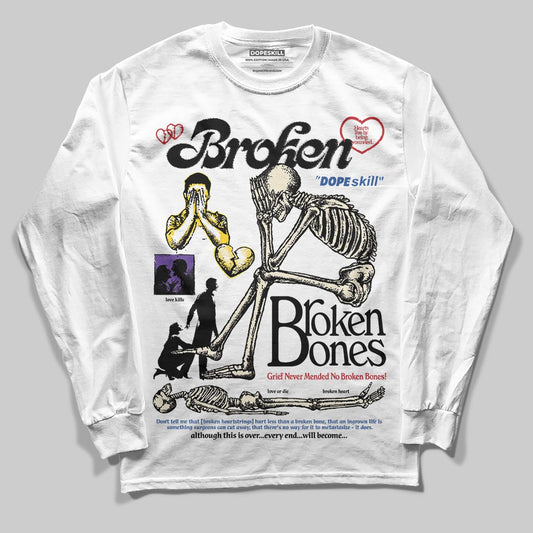 Jordan 17 Retro Low SP Infinite Archives DopeSkill Long Sleeve T-Shirt Broken Bones Graphic Streetwear - White