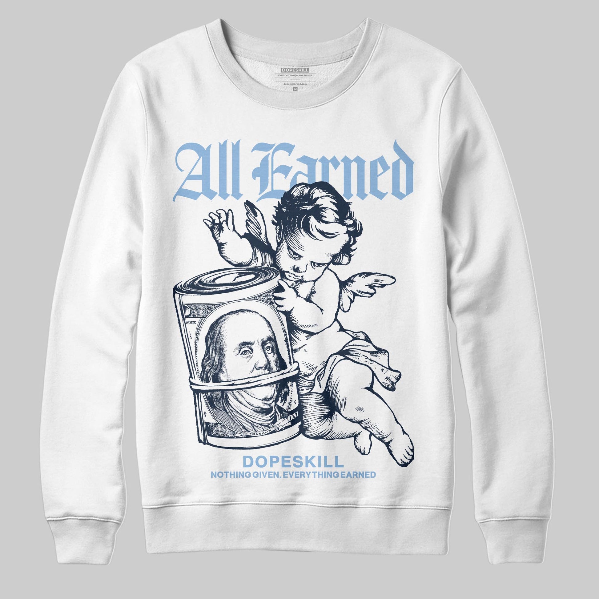 Asics Gel-Cumulus 16 Wash/Independence Blue DopeSkill Sweatshirt All Earned Graphic Streetwear - White