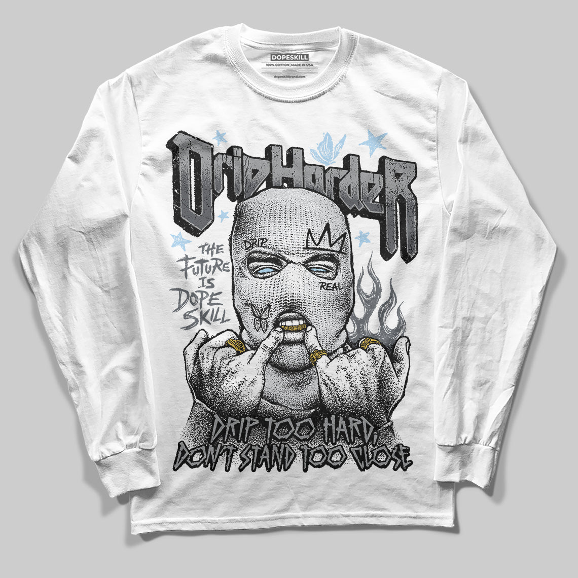 Jordan 5 Retro Wolf Grey (2026) DopeSkill Long Sleeve T-Shirt Drip Harder Graphic Streetwear - White