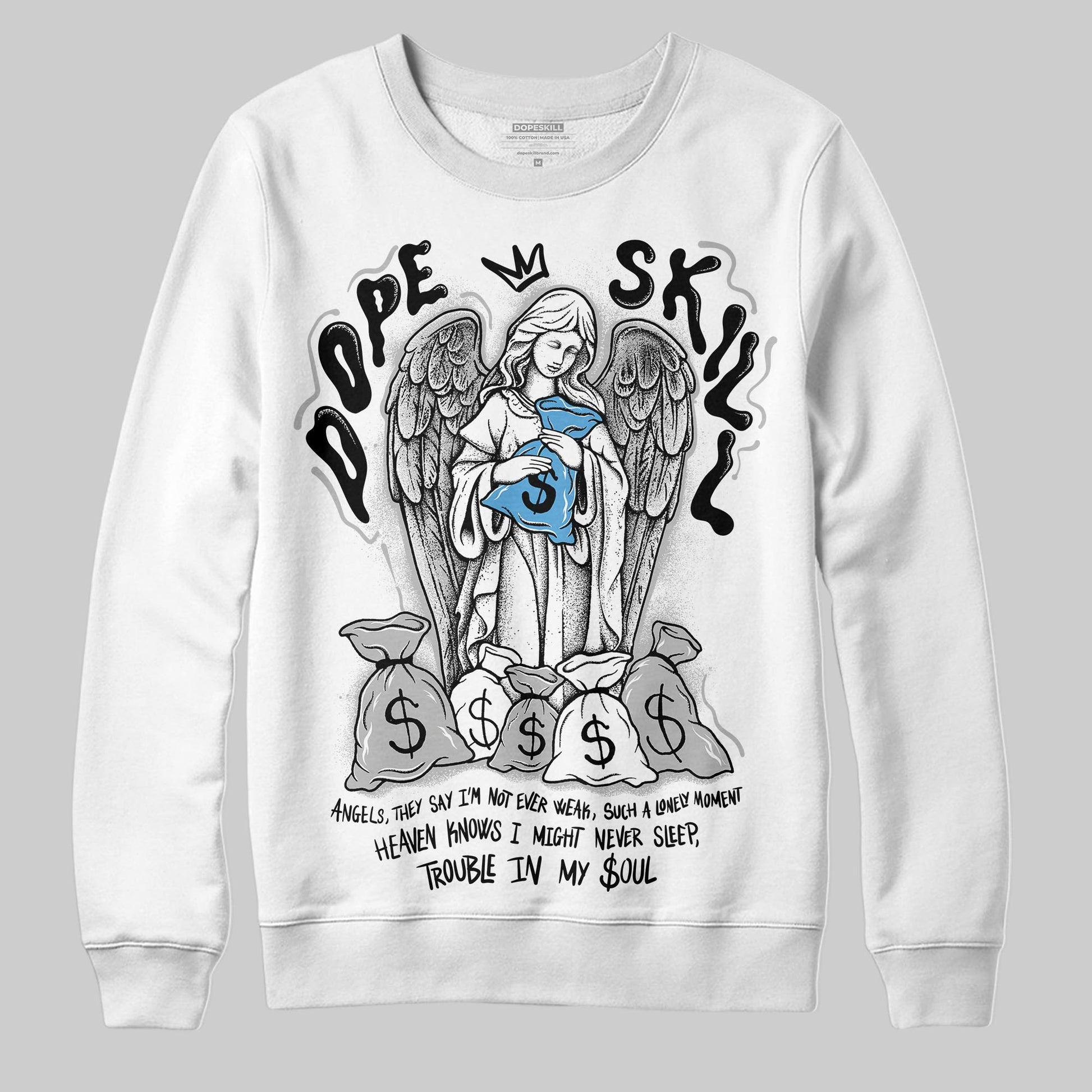 Jordan 10 OG “Steel” DopeSkill Sweatshirt Angels Graphic Streetwear - White 