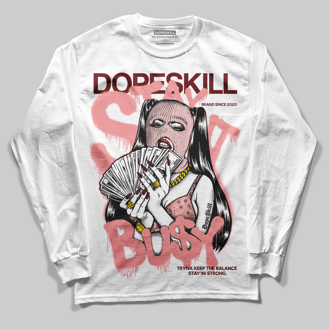 Jordan 3 Retro Valentine's Day Treat Yourself (2025) DopeSkill Long Sleeve T-Shirt Stay It Busy Graphic Streetwear - White