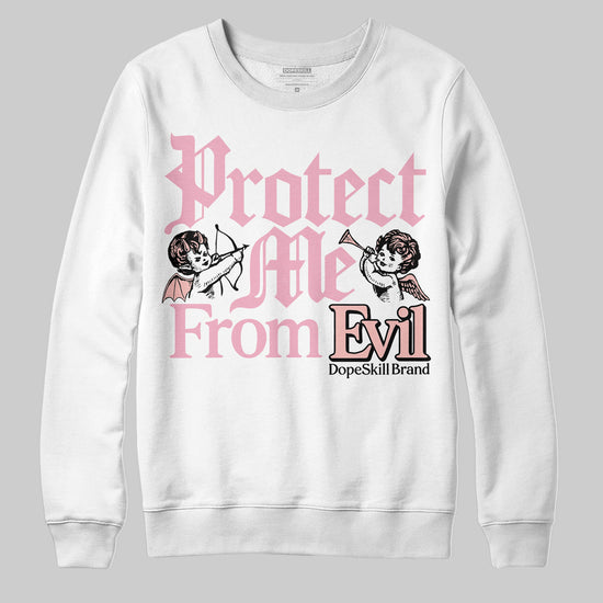 AMIRI White & Pink Stars Court Sneakers DopeSkill Sweatshirt Protect Me From Evil Graphic Streetwear - White