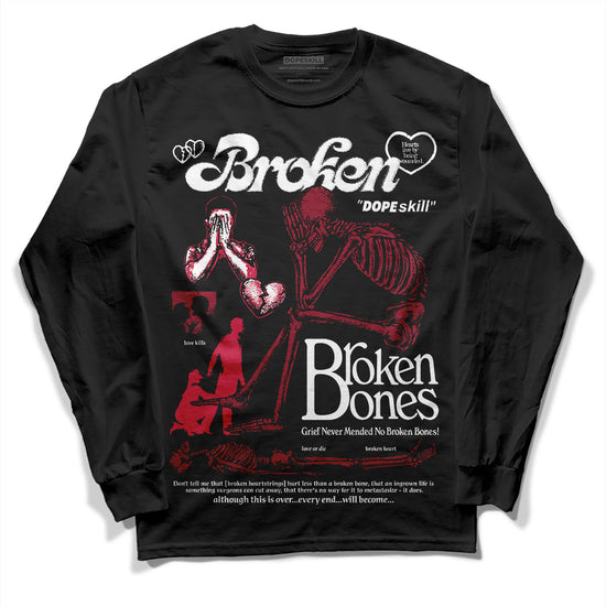 Jordan 1 Retro High '85 OG Metallic Burgundy DopeSkill Long Sleeve T-Shirt Broken Bones Graphic Streetwear - Black