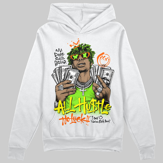 Neon Green Sneakers DopeSkill Hoodie All Hustle No Luck Graphic Streetwear - White 